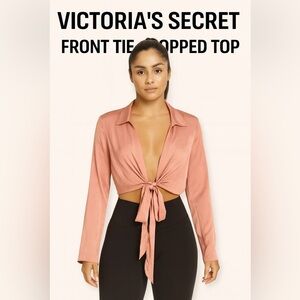 Victoria's Secret Blush Satin  Crop Top- Size Medium